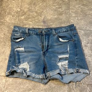 Worn once distressed denim shorts